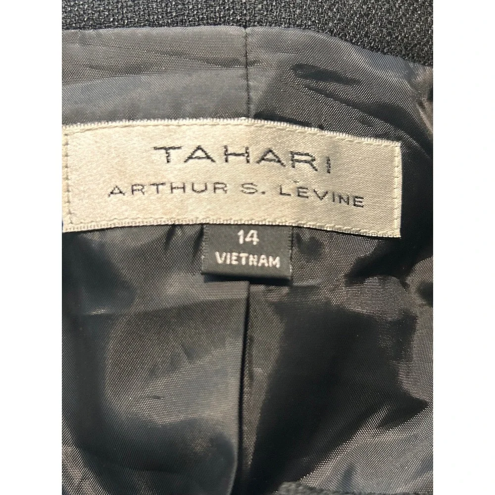 Tahari Black Peplum Skirt Suit‎ Set Short Sleeve Jacket Pencil Skirt 1